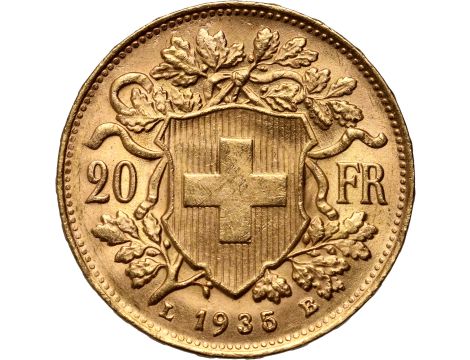5102. Szwajcaria, 20 franków 1935, Helvetia Vreneli - 2