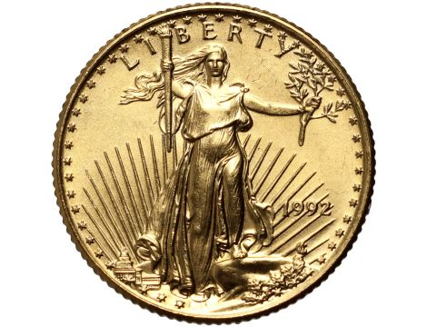 5128. USA, 5 dolarów 1992, Amerykański Orzeł, 1/10 uncji złota