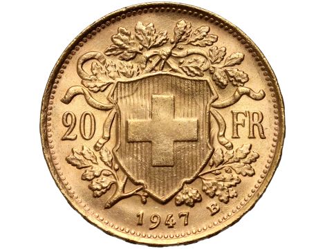5147. Szwajcaria, 20 franków 1947, Helvetia Vreneli - 2
