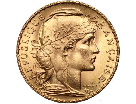 5148. Francja, 20 franków 1910, Marianna i Kogut
