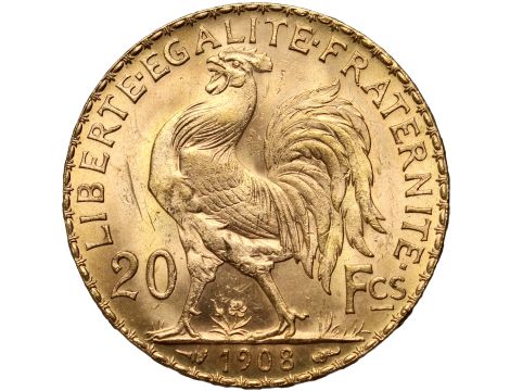 5156. Francja, 20 franków 1908, Marianna i Kogut - 2