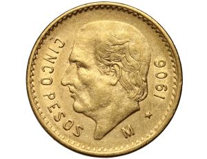 5163. Meksyk, 5 pesos 1906, Hidalgo