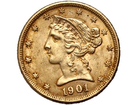 5186. USA, 5 dolarów 1901, Filadelfia, Liberty