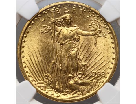 5196. USA, 20 dolarów 1908, Filadelfia, Saint-Gaudens, NGC MS63 - 2