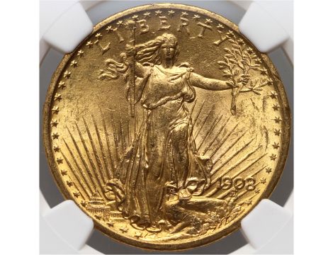 5197. USA, 20 dolarów 1908, Filadelfia, Saint-Gaudens, NGC MS63 - 2