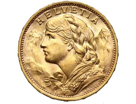 5202. Szwajcaria, 20 franków 1930, Helvetia Vreneli