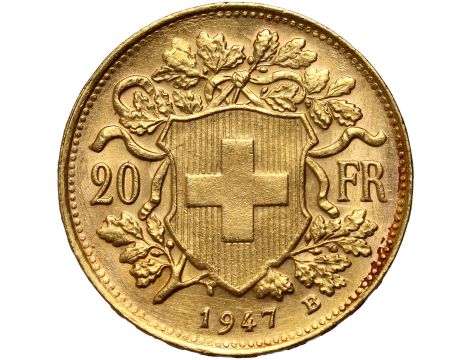 5203. Szwajcaria, 20 franków 1947, Helvetia Vreneli - 2