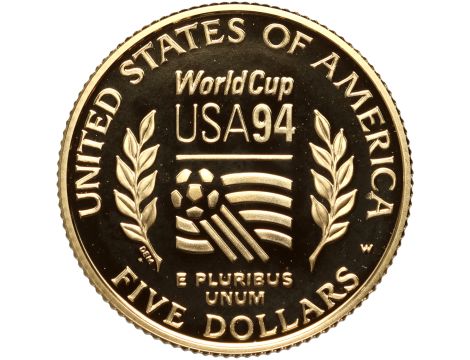 5224. USA, 5 dolarów 1994, Mistrzostwa Świata w Piłce Nożnej - 2