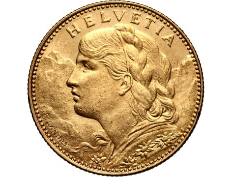 5233. Szwajcaria, 10 franków 1914, Helvetia Vreneli