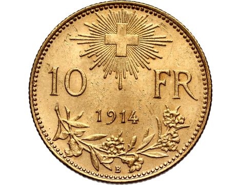 5233. Szwajcaria, 10 franków 1914, Helvetia Vreneli - 2