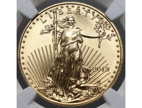 5266. USA, 25 dolarów 2018, Gold Eagle, NGC MS70, 1/2 uncji złota - 2
