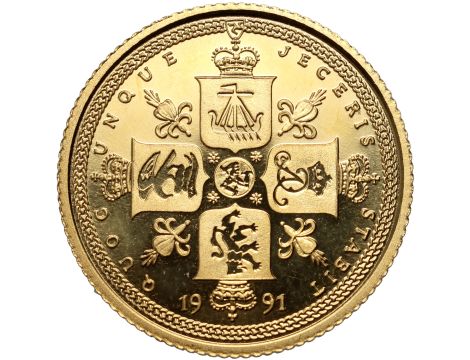 5273. Wyspa Man, 1/2 suwerena 1991, Ukoronowane tarcze