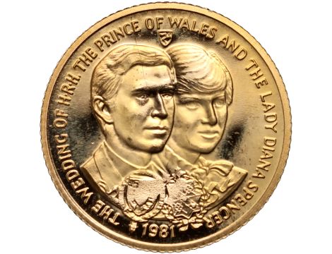 5274. Wyspa Man, 1/2 suwerena 1981, Ślub księcia Karola i lady Diany