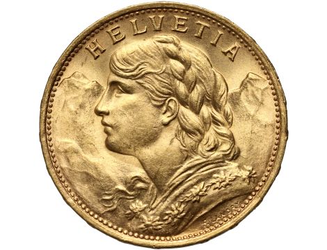 5296. Szwajcaria, 20 franków 1922, Helvetia Vreneli