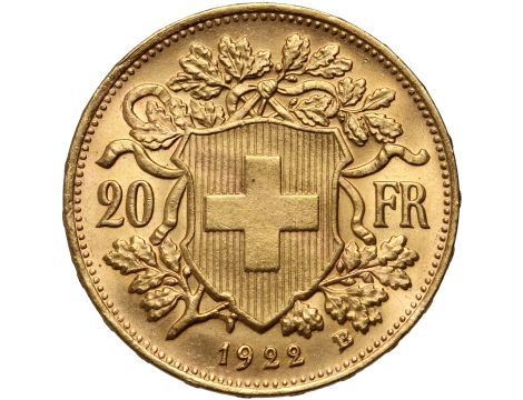 5296. Szwajcaria, 20 franków 1922, Helvetia Vreneli - 2