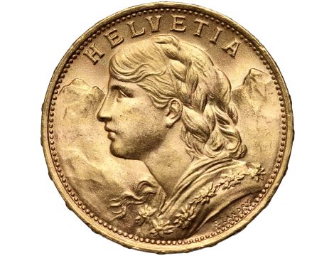5297. Szwajcaria, 20 franków 1922, Helvetia Vreneli