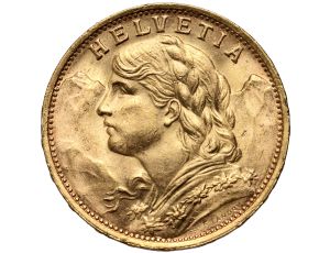 5299. Szwajcaria, 20 franków 1935, Helvetia Vreneli
