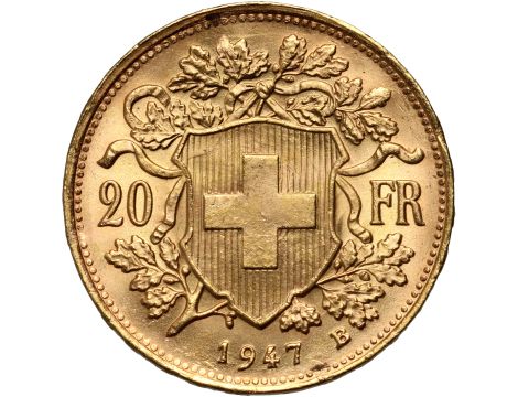 5301. Szwajcaria, 20 franków 1947, Helvetia Vreneli - 2