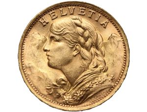 5302. Szwajcaria, 20 franków 1947, Helvetia Vreneli