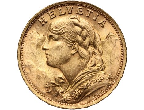 5302. Szwajcaria, 20 franków 1947, Helvetia Vreneli