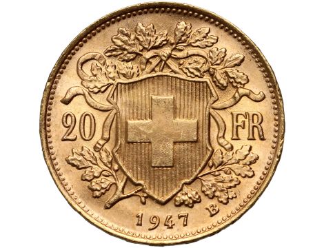 5302. Szwajcaria, 20 franków 1947, Helvetia Vreneli - 2