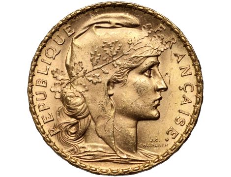 5304. Francja, 20 franków 1905, Marianna i Kogut