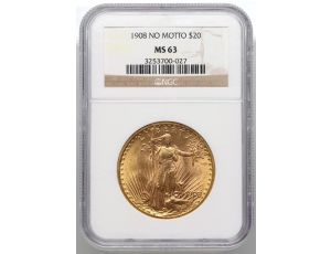 5315. USA, 20 dolarów 1908, Filadelfia, Saint-Gaudens, NGC MS63