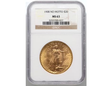 5315. USA, 20 dolarów 1908, Filadelfia, Saint-Gaudens, NGC MS63