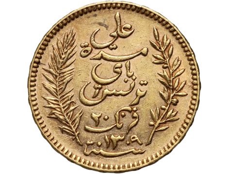 5318. Tunezja, 20 franków 1892 A, Paryż - 2