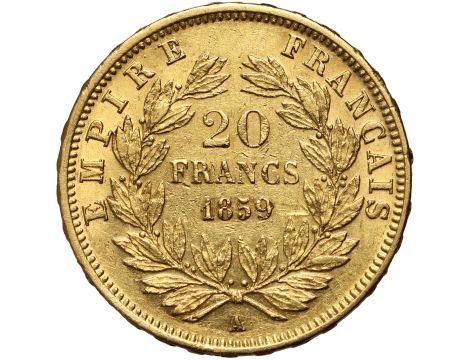 5320. Francja, Napoleon III, 20 franków 1859 A, Paryż - 2