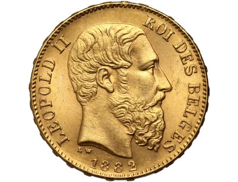 5324. Belgia, Leopold II, 20 franków 1882 - piękne