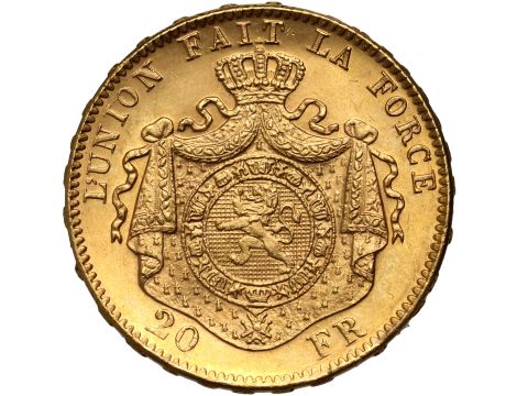 5324. Belgia, Leopold II, 20 franków 1882 - piękne - 2