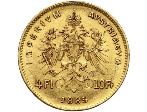 5336. Austria, Franciszek Józef I, 4 floreny/10 franków 1885 - 2