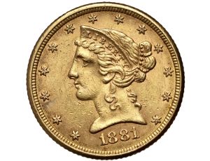 5343. USA, 5 dolarów 1881, Filadelfia, Liberty