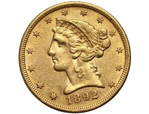 5344. USA, 5 dolarów 1892 S, San Francisco, Liberty