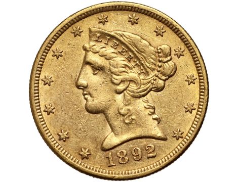 5344. USA, 5 dolarów 1892 S, San Francisco, Liberty