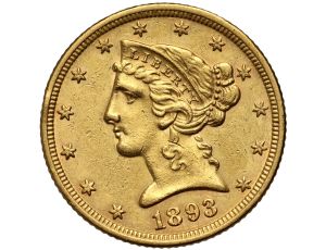 5345. USA, 5 dolarów 1893, Filadelfia, Liberty