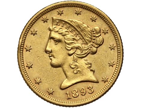 5345. USA, 5 dolarów 1893, Filadelfia, Liberty