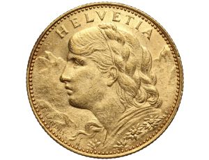 5348. Szwajcaria, 10 franków 1915, Helvetia Vreneli