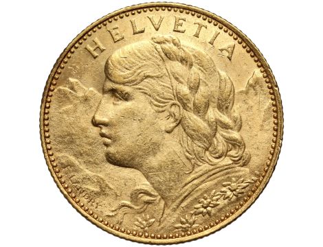 5348. Szwajcaria, 10 franków 1915, Helvetia Vreneli