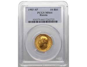 5391. Rosja, Mikołaj II, 10 rubli 1903 (AR), PCGS MS64 - piękne