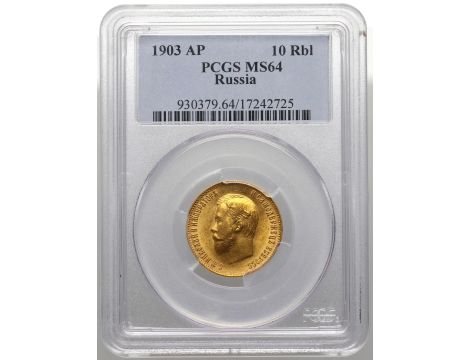 5391. Rosja, Mikołaj II, 10 rubli 1903 (AR), PCGS MS64 - piękne