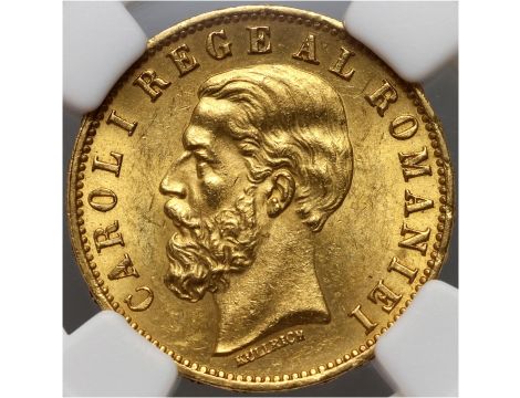 5392. Rumunia, Karol I, 20 lei 1883 B, Bukareszt, NGC MS61 - 2