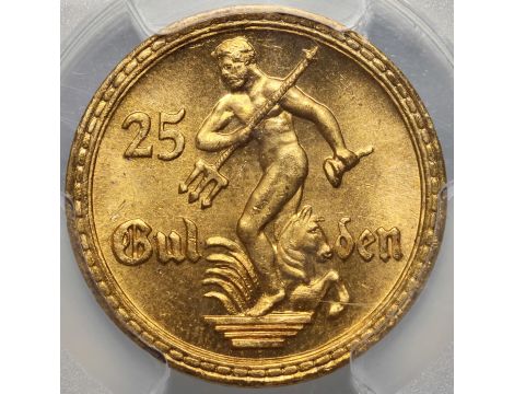 5393. Wolne Miasto Gdańsk, 25 guldenów 1930, PCGS MS64 - 2