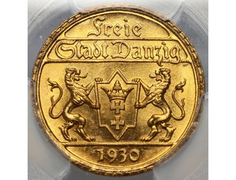 5393. Wolne Miasto Gdańsk, 25 guldenów 1930, PCGS MS64 - 3