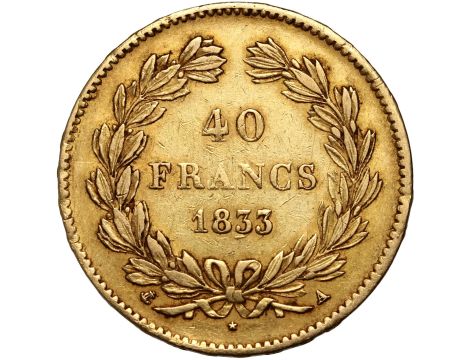 5400. Francja, Ludwik Filip I, 40 franków 1833 A, Paryż - 2