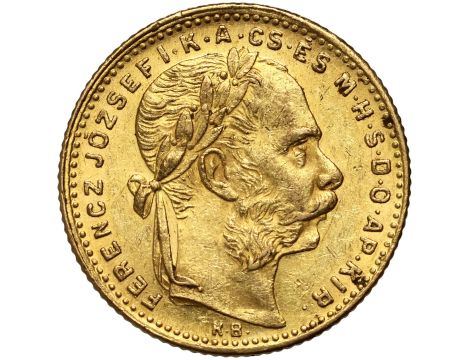 5407. Węgry, Franciszek Józef I, 20 franków / 8 forintów 1883 KB, Kremnica