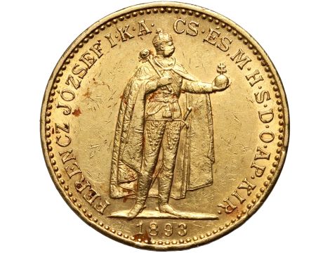 5411. Węgry, Franciszek Józef I, 20 koron 1893 KB, Kremnica