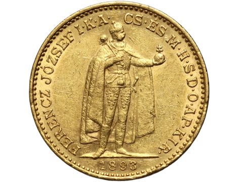 5412. Węgry, Franciszek Józef I, 20 koron 1893 KB, Kremnica