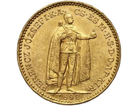 5414. Węgry, Franciszek Józef I, 20 koron 1898 KB, Kremnica